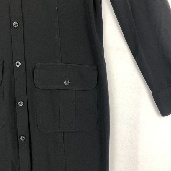 LRL Lauren Ralph Lauren Women's Size Medium Black Button Front Collared Dress - Picture 3 of 9